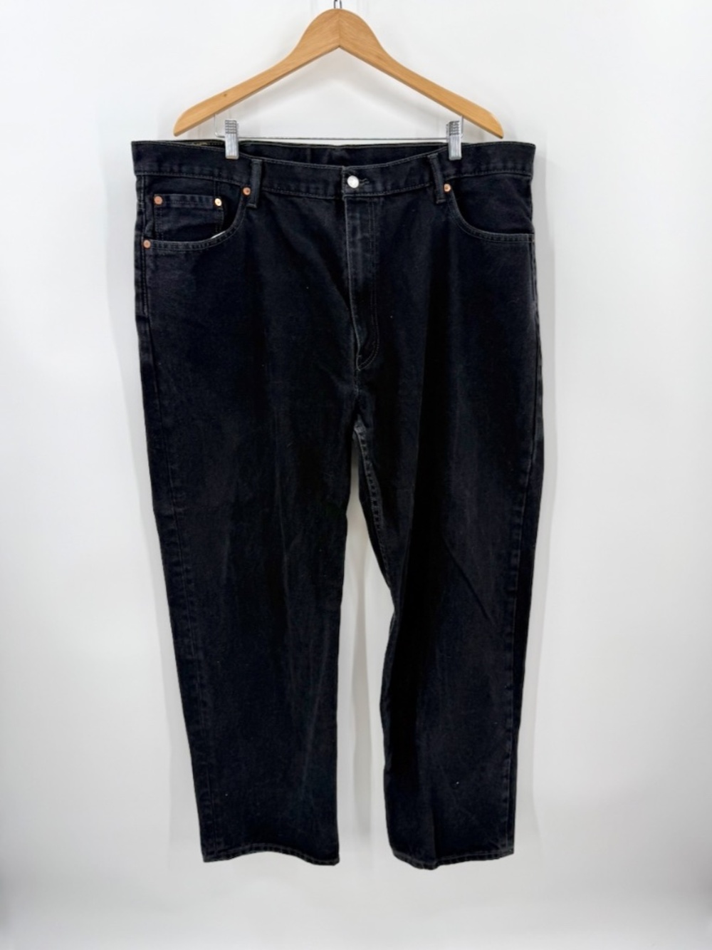 Levis 550 Relaxed Fit Tapered Jeans Mens 46x32 Black Denim Big Tall